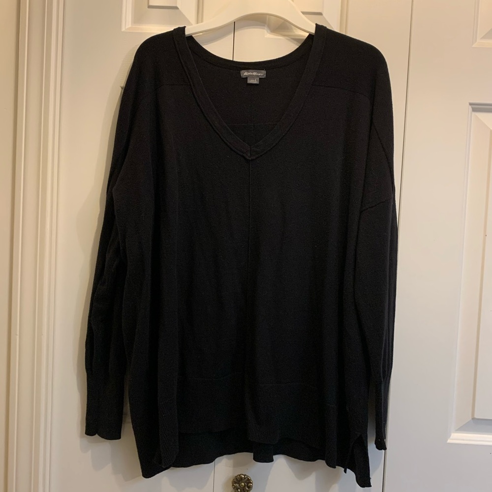 Eddie Bauer black deep v-neck sweater